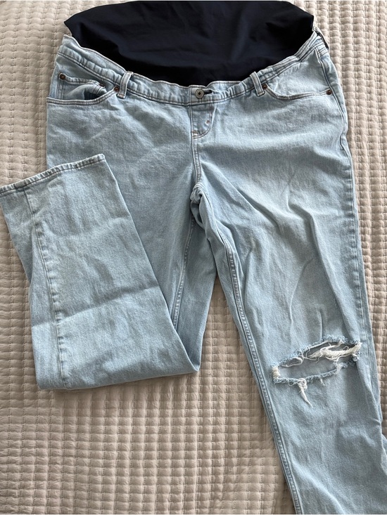 Abercrombie & Fitch Denim - Light Wash Abercrombie Maternity Jeans with Knee Distress - Long